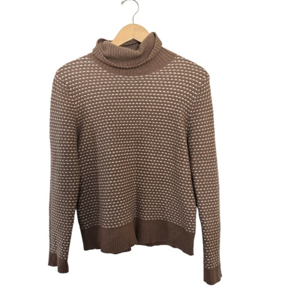 J. CREW Brown Camel & White Speckled Knit Turtleneck Sweater - Size M